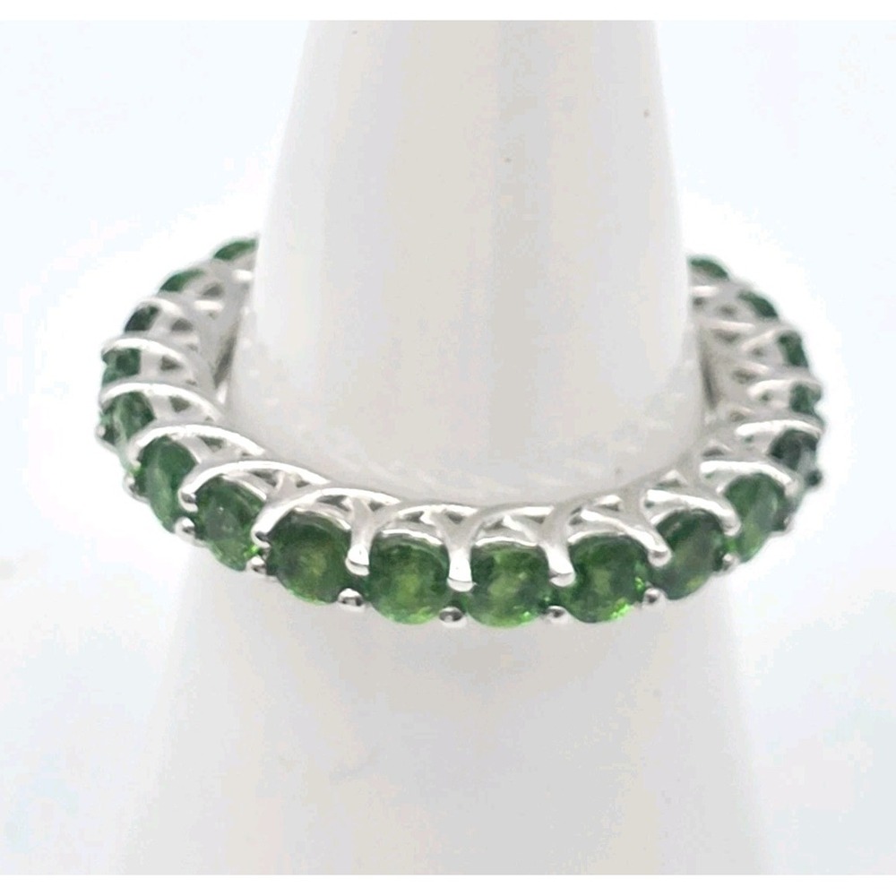 Platinum Plated Sterling Silver Eternity Band Ring 3.2ct Chrome Diopside New Sz7